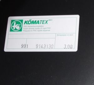 Pěněné PVC desky KÖMATEX Velikost 3050 x 1220 x 3 mm. Barva černá