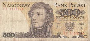 Polské papírové peníze  500/1982