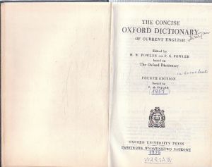 The concise Oxford Dictionary of current English.