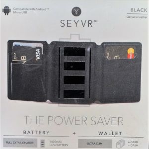 Peněženka s USB powerbankou SEYVR Black Micro-USB 1400 mAh