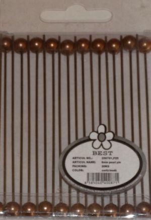 Špendlíky perlové S Světlá hnědá. 8mm