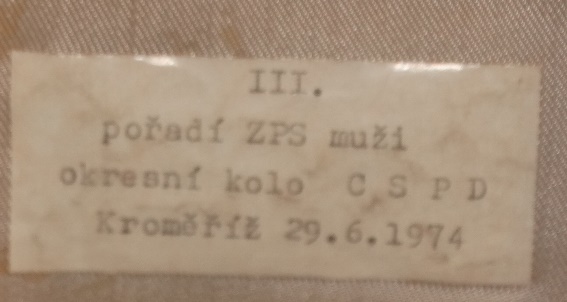 Plaketa CSPD Kroměříž 1974 