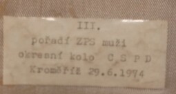 Plaketa CSPD Kroměříž 1974 