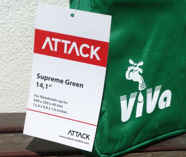 Brašna - obal na notebook, barva zelená.