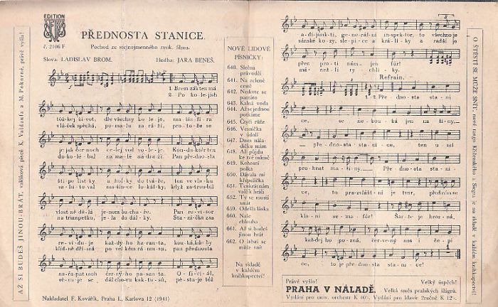 Osadní písně z kytarovým doprovodem. Přednosta stanice