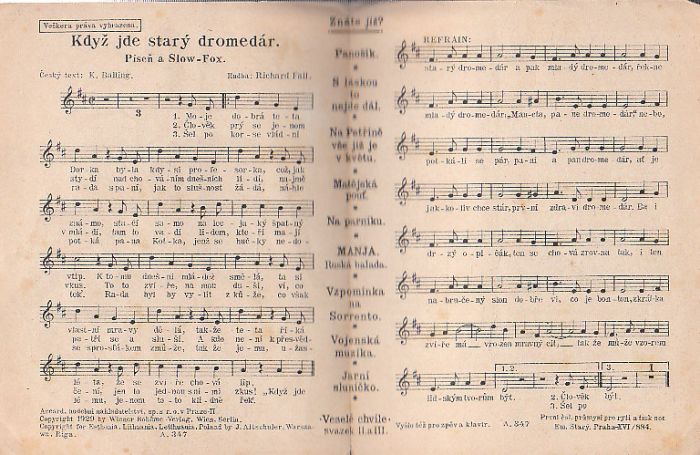 Osadní písně z kytarovým doprovodem. Když jde starý dromedár