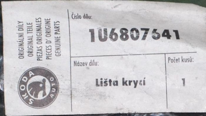 Krycí lišta ORIGINÁL - VAG 1U6807641