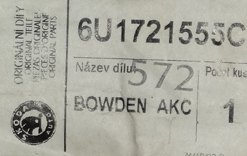 Lanko plynu Favorit 93 Felicia 1,3i - 78cm :6U1721555C
