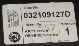  Kryt ozubeného řemenu ORIGINAL 032109127D Škoda Felicia