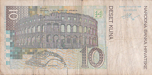 Chorvatsko papírové peníze 10 kuna/1995