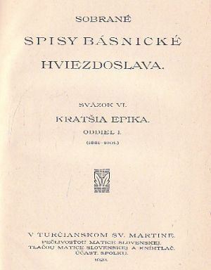 Hviezdoslavové sebrané spisy básnické 6.