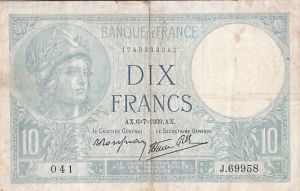 Francie papírové peníze 10
