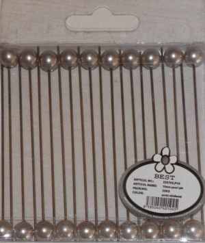 Špendlíky perlové stříbrné. 10mm