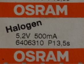 Žárovka Osram - Halogen 5,2V 500 mA