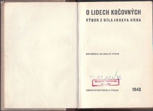 O lidech kočovných-výbor z díla Josefa Uhra  1940